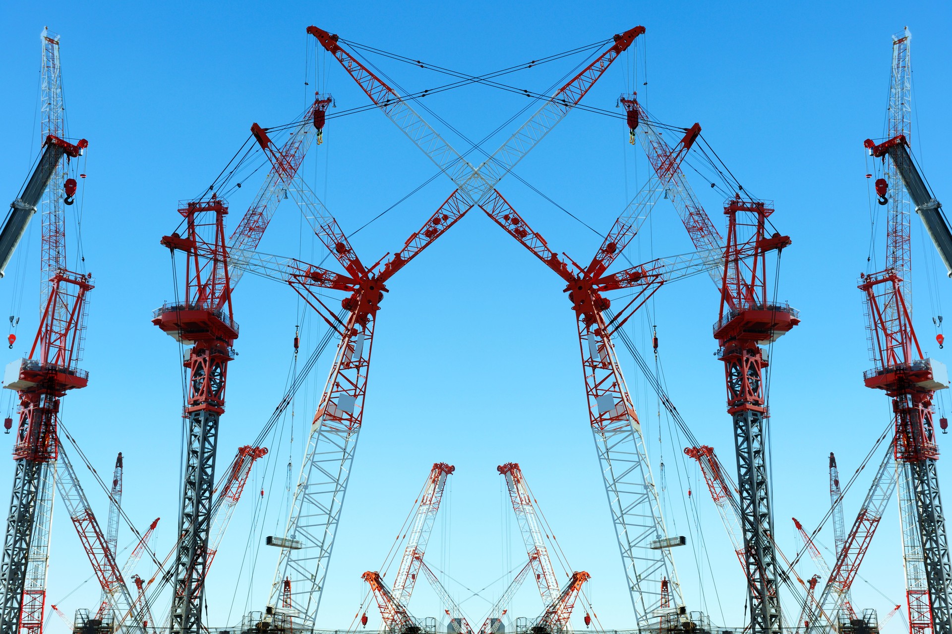 Large construction site with crane background