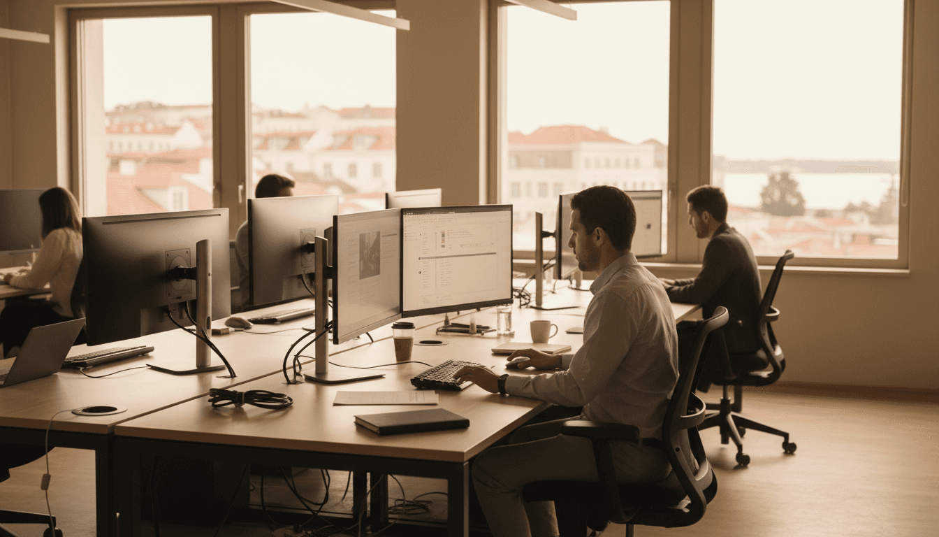 sabal's Lisbon office workspace showing professional service delivery setup